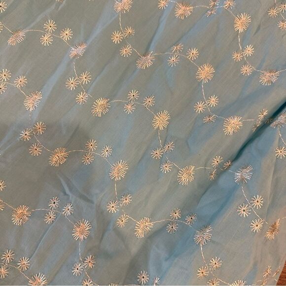 J. Peterman Dress Midi Size 12 Blue Floral Embroidered Vintage Gatsby Style - Picture 6 of 13